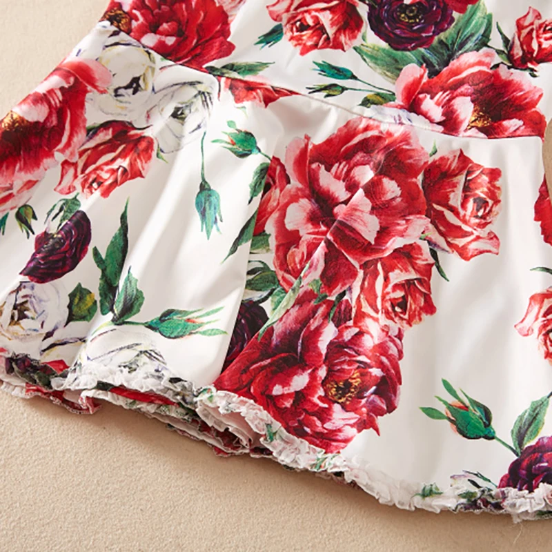 2018 Autumn Pretty Rose Print Mermaid Dress Women High Quality Short Sleeve O_neck Mid-Calf Length Slim Floral | Женская одежда