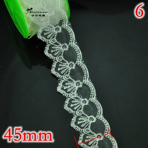 6 White 45mm 3 м/лот тесемка шнурка полиэфира вышитые Чистая кружевная отделка для шитья одежды/скрапбукинга/Свадебные вечерние украшения - Цвет: 6 White 45mm