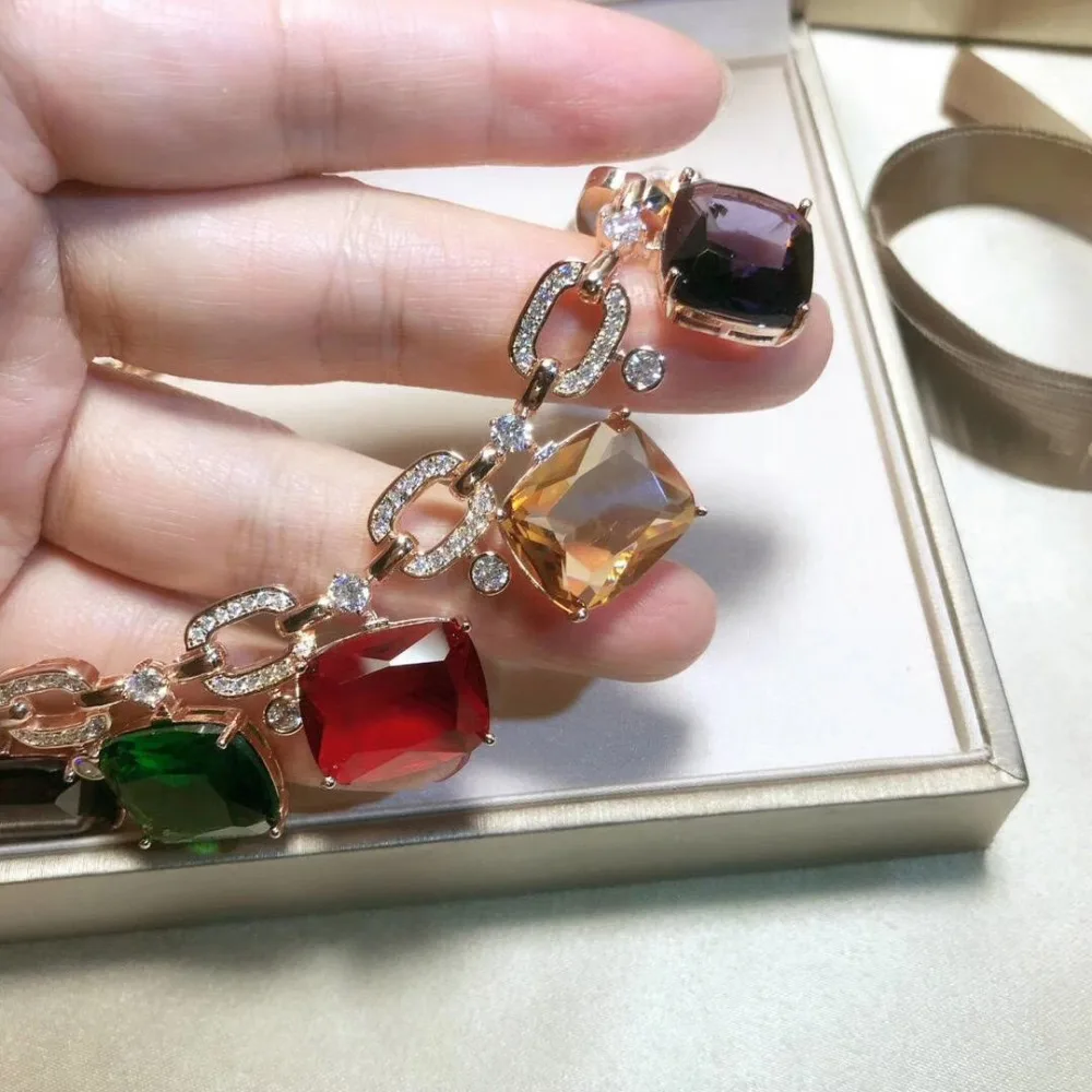 3A cubic Zircon crystal stone geometric necklace designer dinner party jewelry female bijoux for women | Украшения и аксессуары