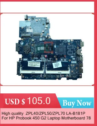 Оригинальная материнская плата для ноутбука hp Probook 450 G2 782951-501 ZPL40/ZPL50/ZPL70 LA-B181P I3-4005U W8STD полностью протестирована