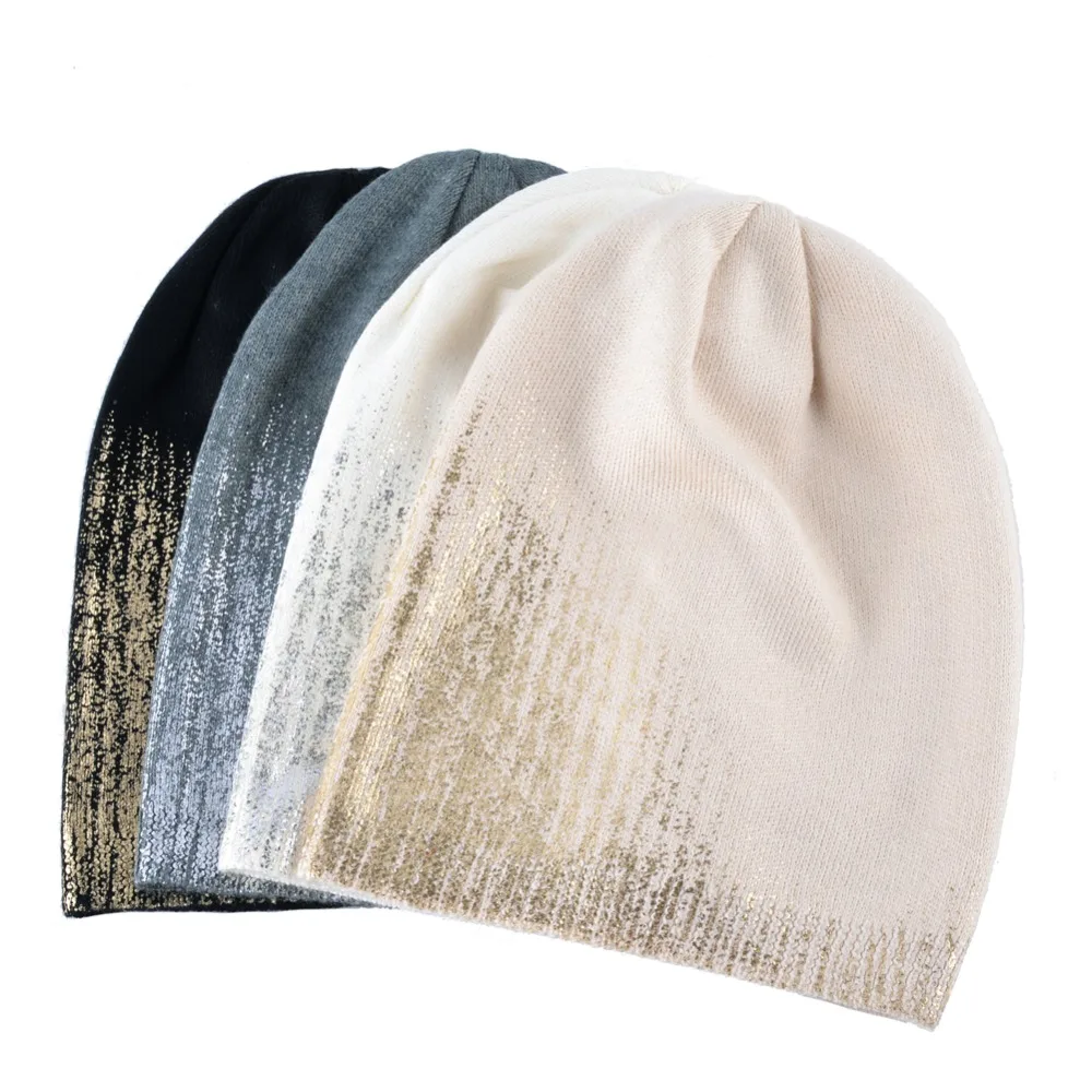 Женские вязаные шерстяные шапка осень и зима мода Золотое тиснение одноцветное
