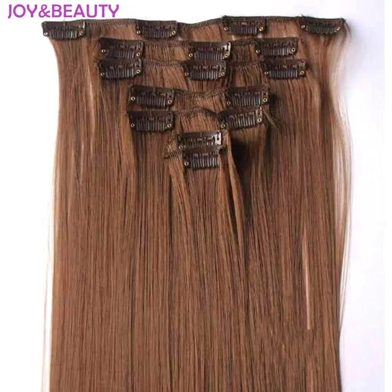 JOY& BEAUTY, длинные прямые синтетические волосы для наращивания на заколках, термостойкие волосы, 24 дюйма, 140 г, накладные волосы на заколках