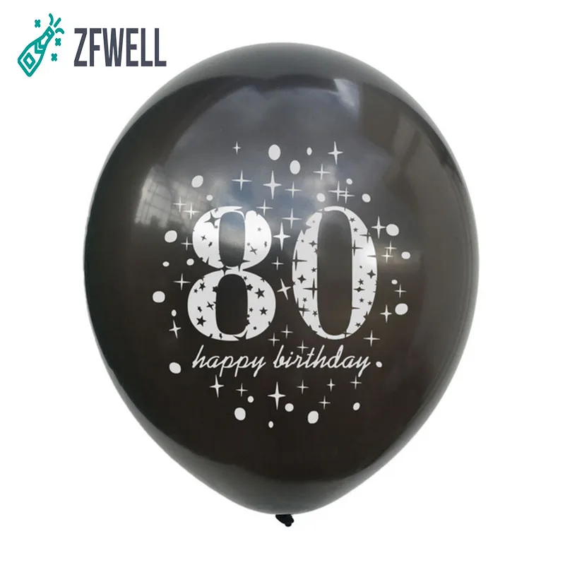 ZFWELL12pz/lot12 дюймов золотистый и черный латекс цифровой шарики ко дню рождения
