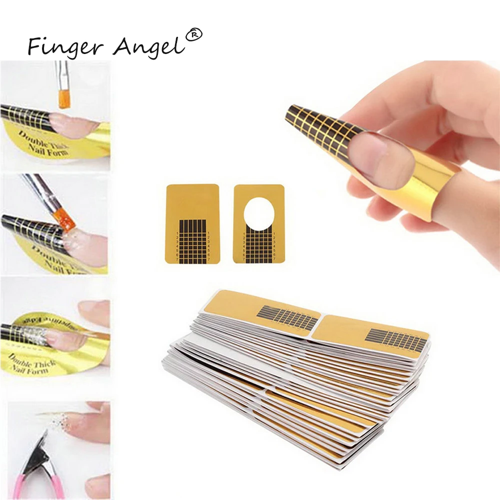 Finger Angel 50/100/500 шт. формы для ногтей направляющая бумага дизайна изгиб Гель лак УФ