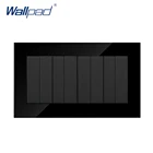 Wallpad Лидер продаж 8 банд 1 способ Черный Кристалл Стекло стандарт Великобритании 146*86 мм двойная рамка кнопочный светильник, переключатели, бесплатная доставка