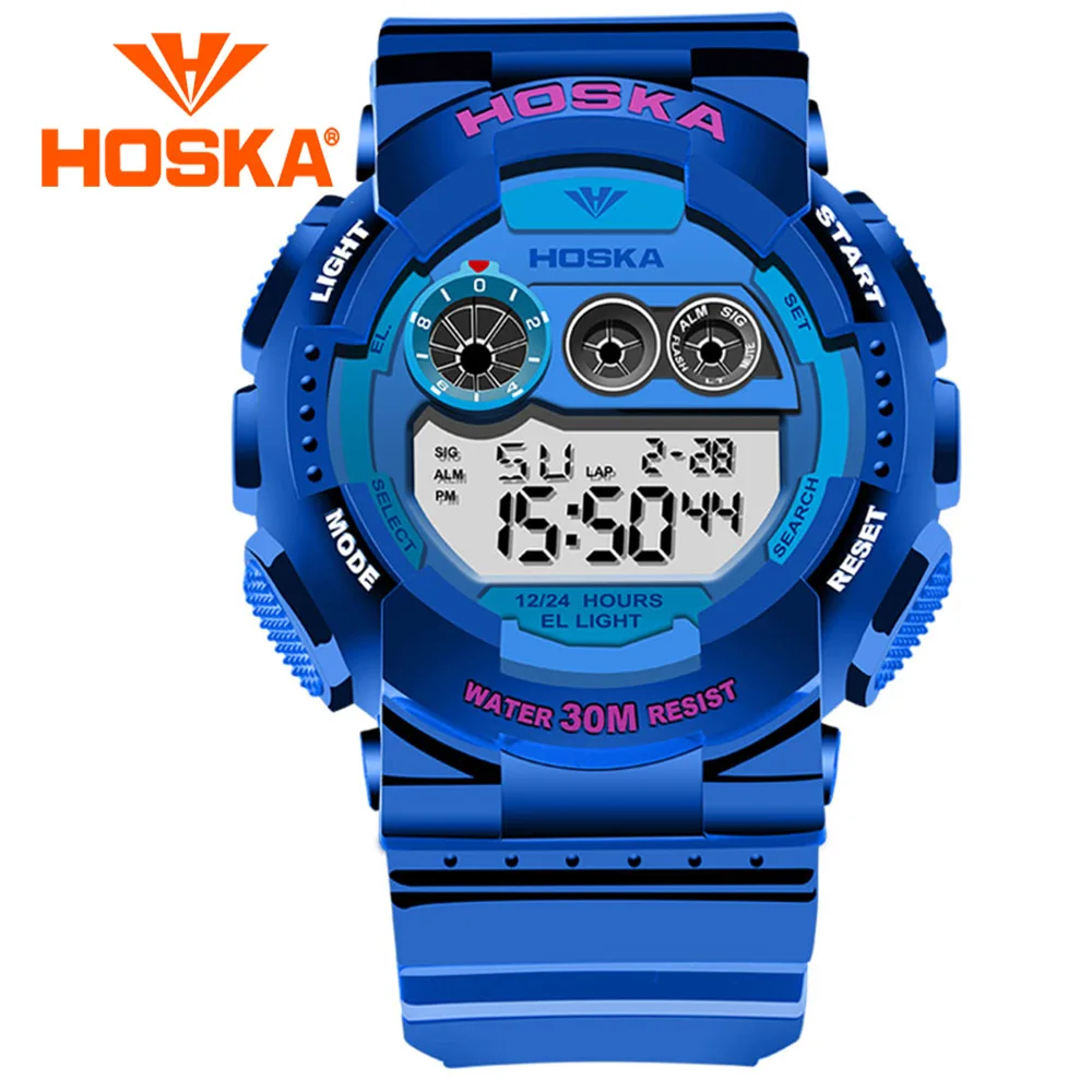2017 бренд hoska Для мужчин кварцевые часы студент цифровые Спорт Водонепроницаемый