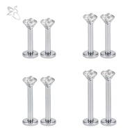 zs 8pcslot stainless steel lip piercings tragus labret ear cartilage crystal set zircon round orelha cartilage piercing jewelry