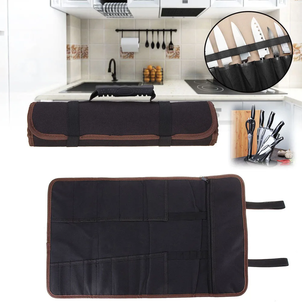 

Newly Portable Chef Cutter Bag Roll 14 Pockets with Handles Carry Case Kitchen Storage Bags XSD88