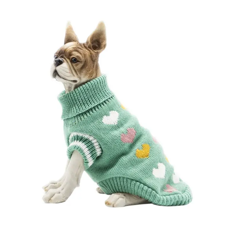 Dog Cat Knit Sweater Heart Design Pet Cute Sweatshirt for Autumn And Winter Multi-Color Protect Two Feet Dog Warm Clothing