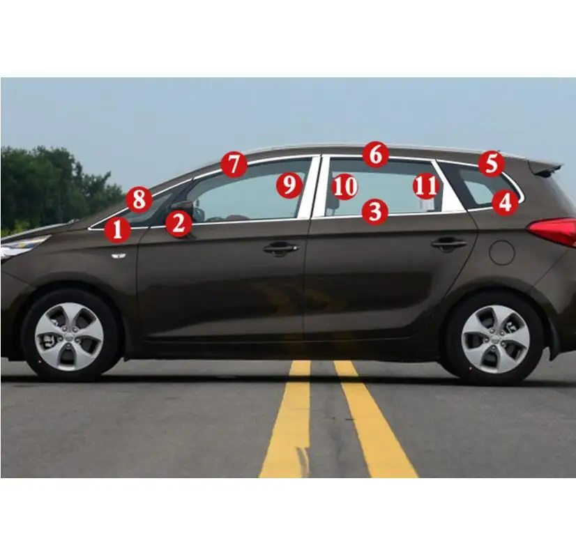 22 pcs Нержавеющая сталь внешняя крышка подоконника отделка автомобильные аксессуары для kia carens 2013- kia Rondo автостайлинг - Цвет: 22 pcs
