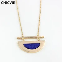 chicvie gold color blue beads pendant necklaces natural stone necklaces for women girls wedding engagement jewelry sne160221