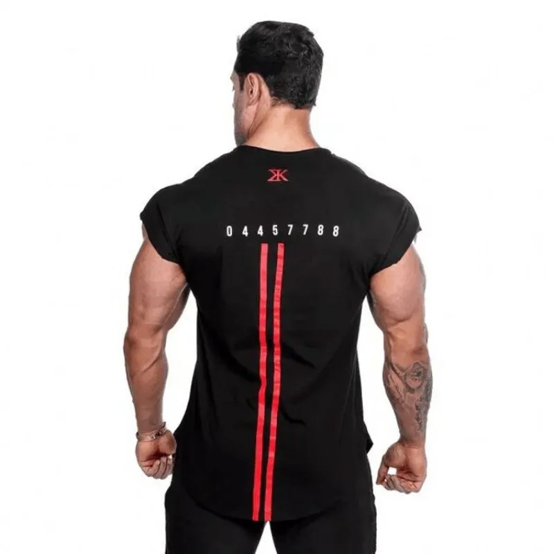 

Newest Summer Brand Men Tees Curved Hem Bodybuilding t shirt Casual Print Gyms Stringers Clothing Fitness Male t shirt 3 Color