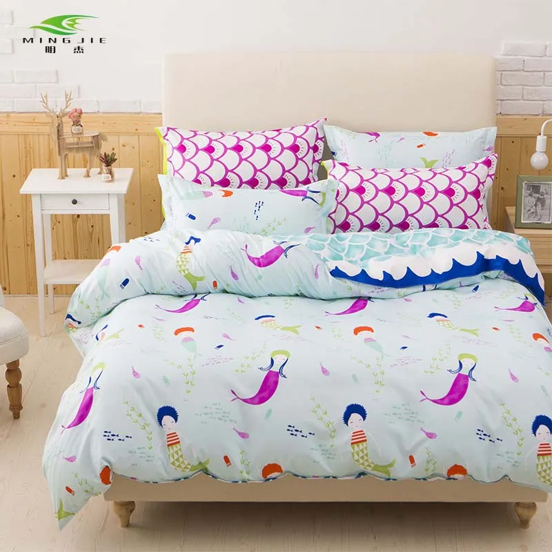 Новинка 3/4 шт розовый комплект постельного белья для девочек милые Русалочки и
