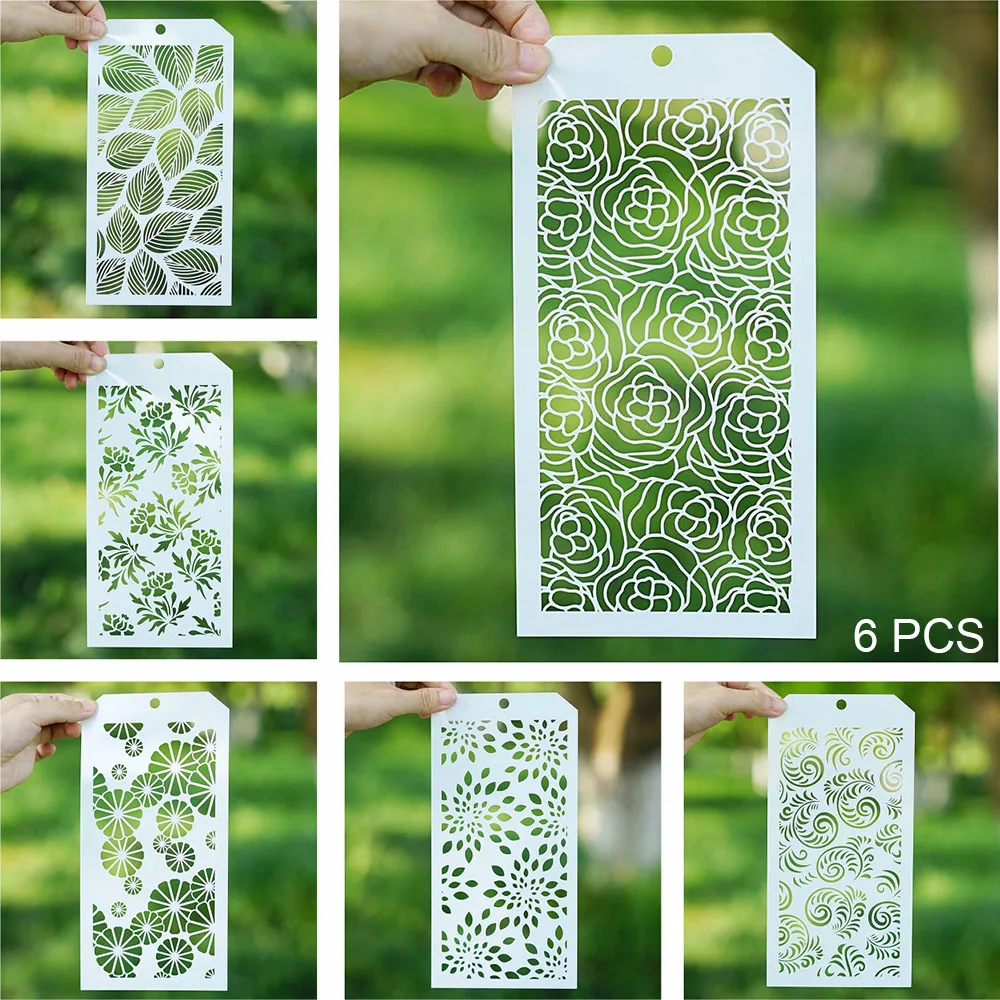 

6 PCS 12*24 cm Seamless Stencil for Scrapbooking Painting album Paper Card Making Craft Decorative Embossing Template