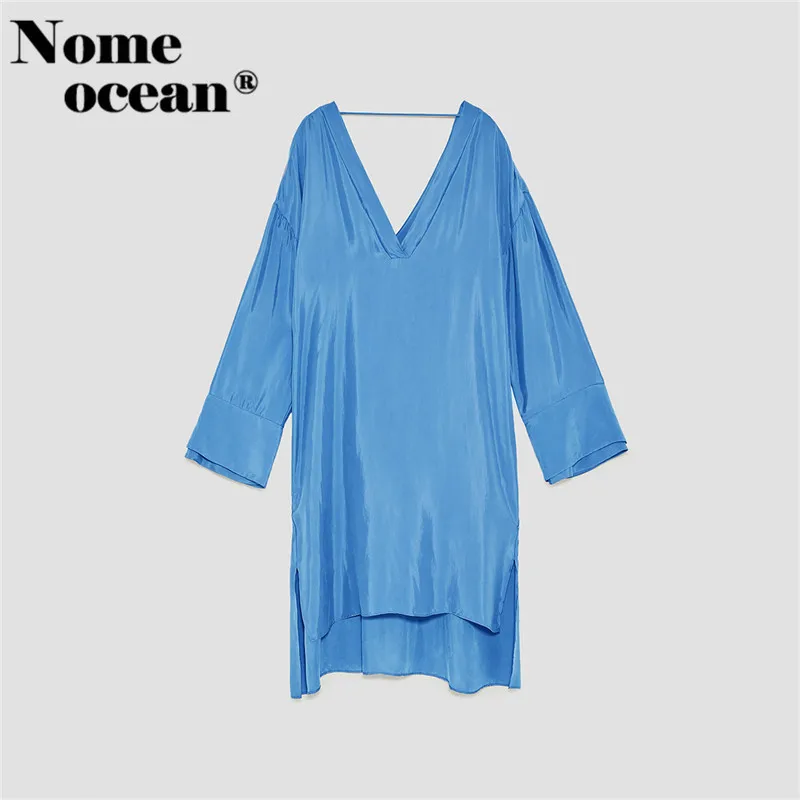 Low-high Sweep Hollow Out Shift Dress 2018 Spring Multi-layered Cuffs Long Sleeve Shirt Slit Side V-neck M17120806 | Женская одежда