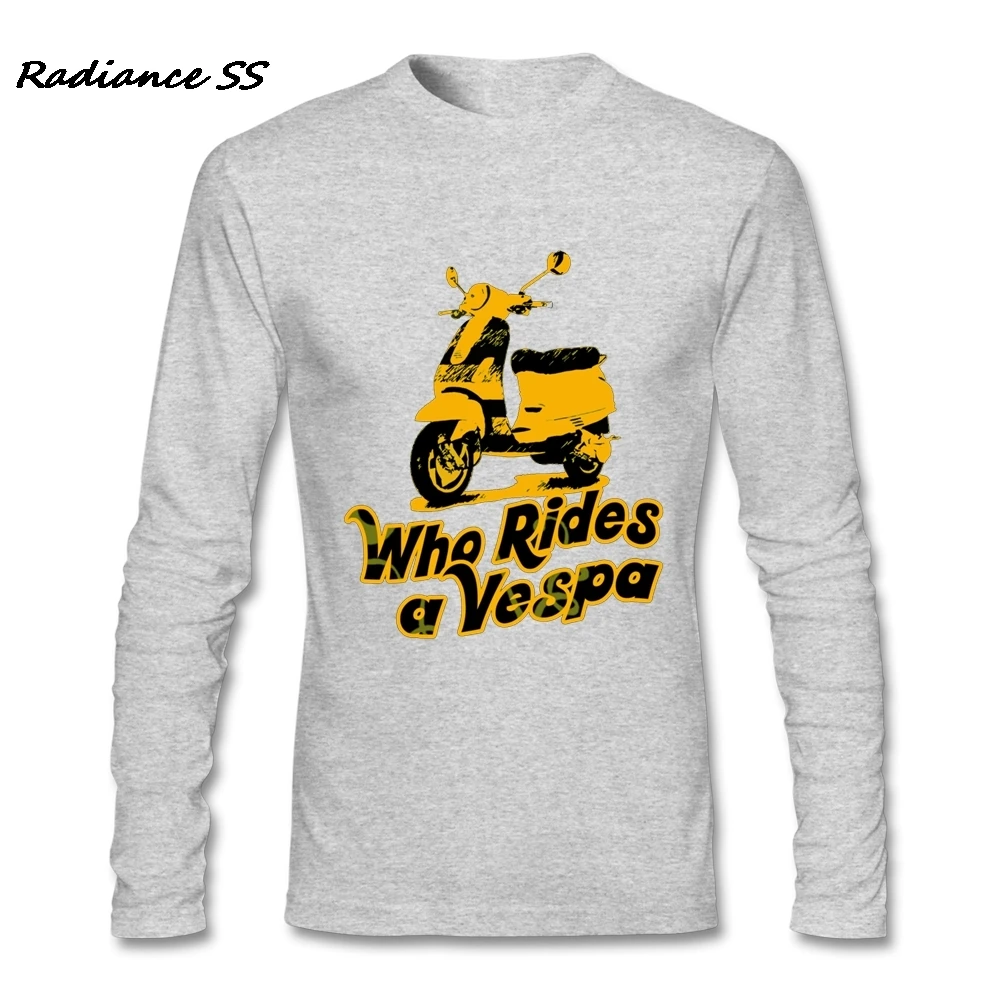Мужские футболки с принтом Лидер продаж одежда Vespa высокое качество длинным