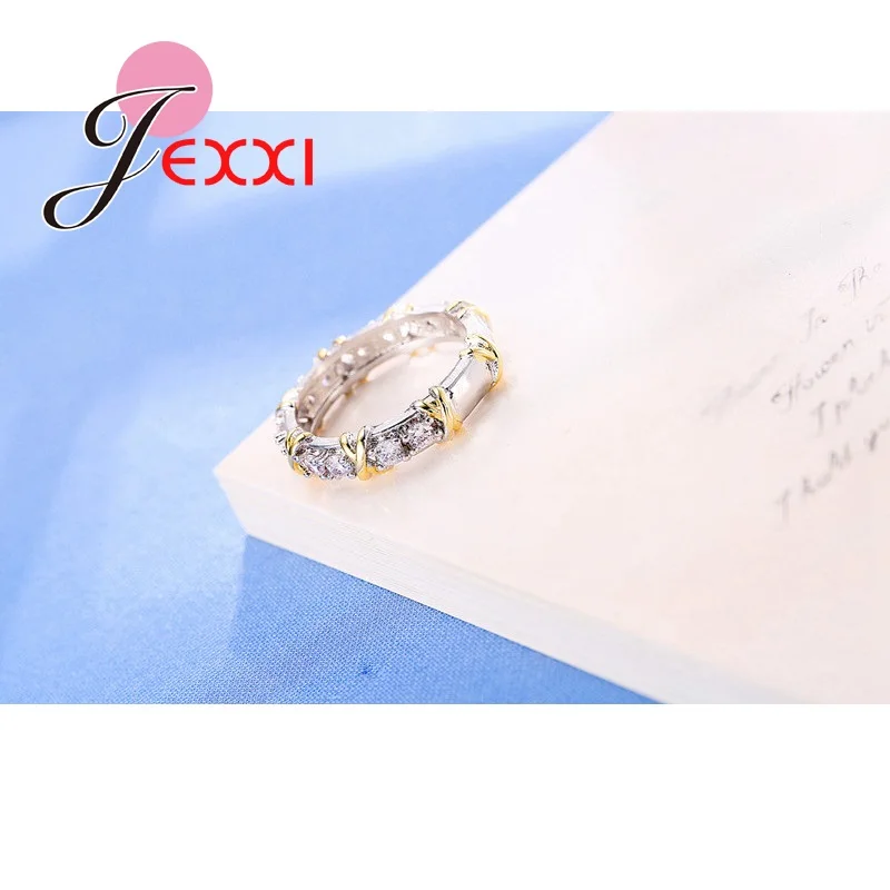 Classic X Tied 925 Sterling Silver Jewelry Ring AAA Zircon Rhinestone Crystal for Women Best Lovers'Gifts | Украшения и