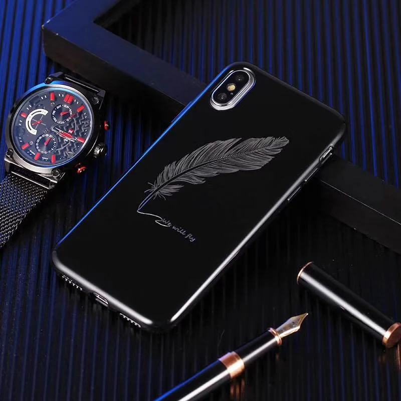 Модный тренд перо Желая бутылка Король Королева чехол для телефона iphone 7 8 6 S плюс X