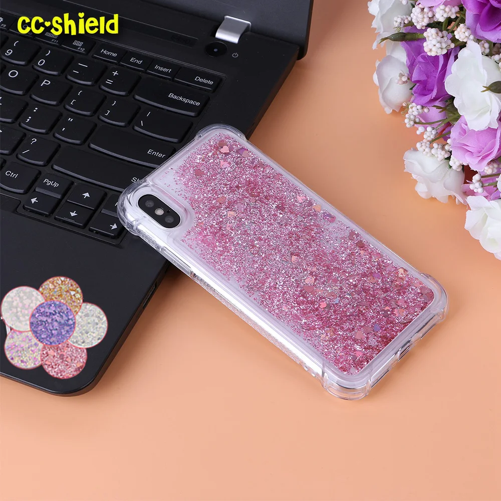 TPU Case for Apple iPhone X Fashion Dynamic Flow Liquid Flash Crystal Clear Back Cover iPhoneX Soft silicone capa |