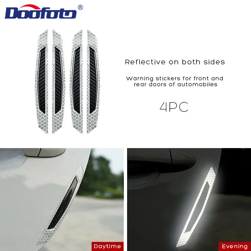Car Door White DOOFOTO Автомобильная Светоотражающая полоса углеродное волокно наклейка для укладки мягкая Предупреждение универсальный для Toyota Corolla Nissan Mazda весь автомобиль - Цвет: Car Door White