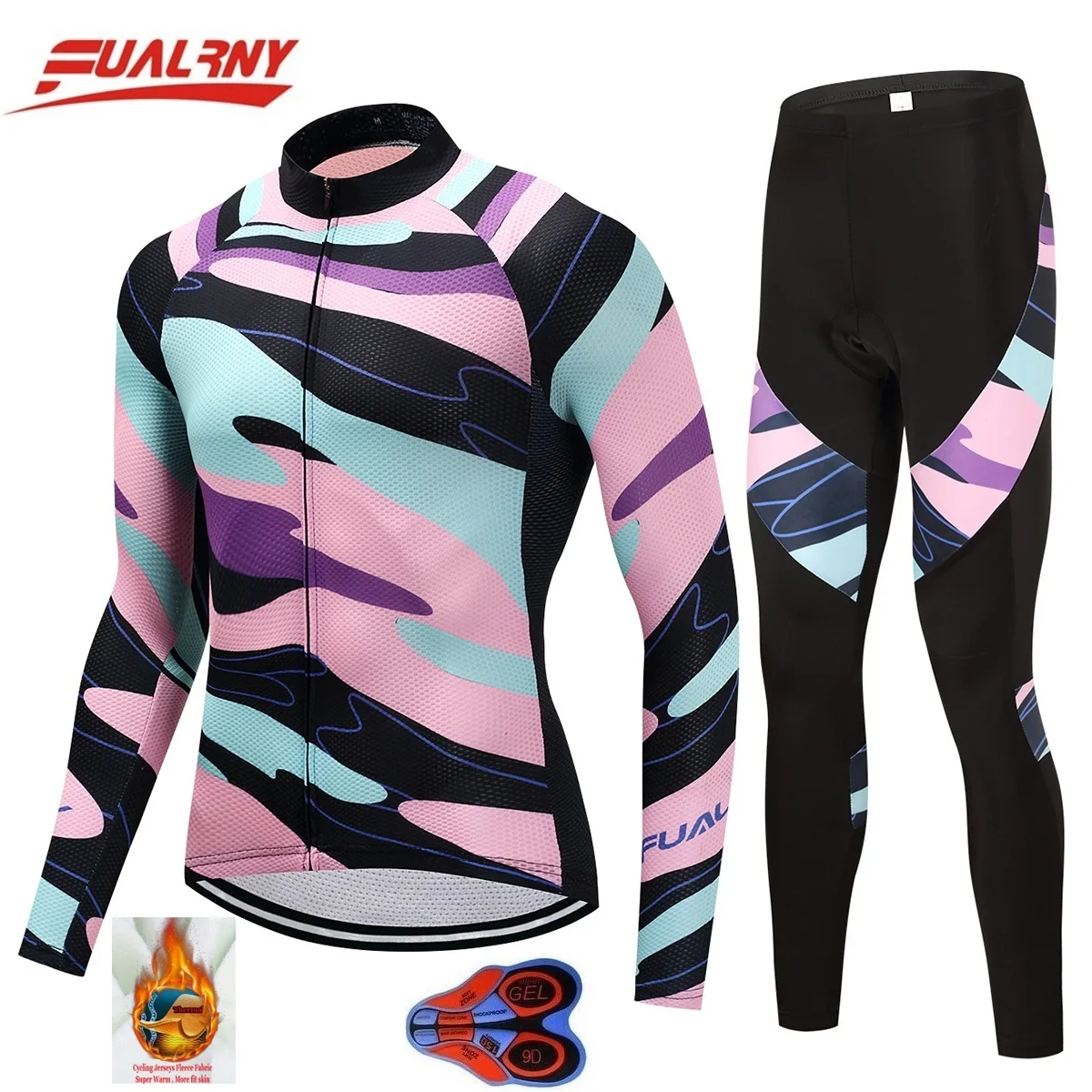 2018 FUALRNY NEW cycling jersey long sleeve men with pants sets winter Thermal Fleece top sale mtb bike wear 9D | Спорт и