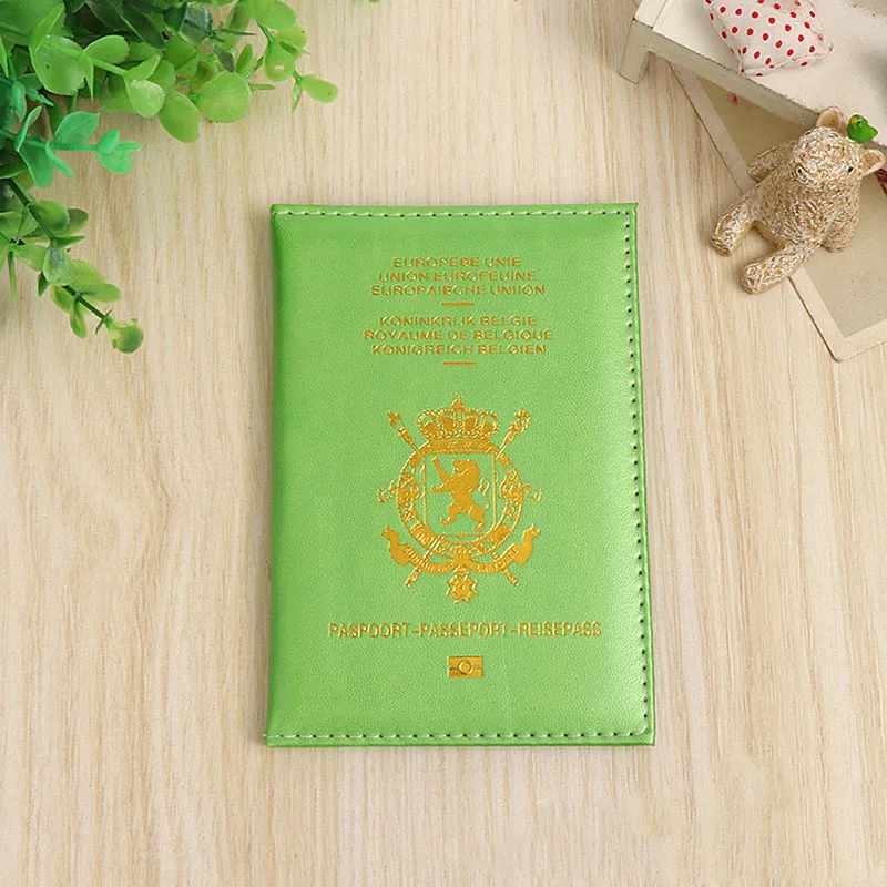 Green Belgie из искусственной кожи Обложка для паспорта для женщин мужчин Бельгия Обложка для паспорта Belgien - Цвет: Green
