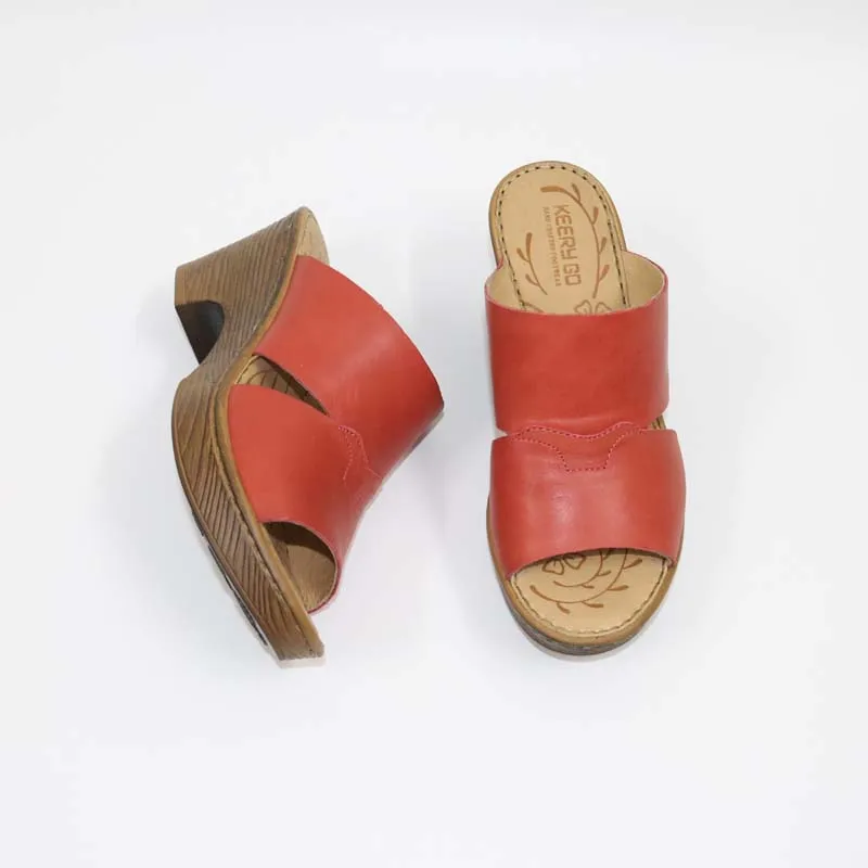 Новинка Летние слипоны из воловьей кожи классические удобные Кожаные на каблуке