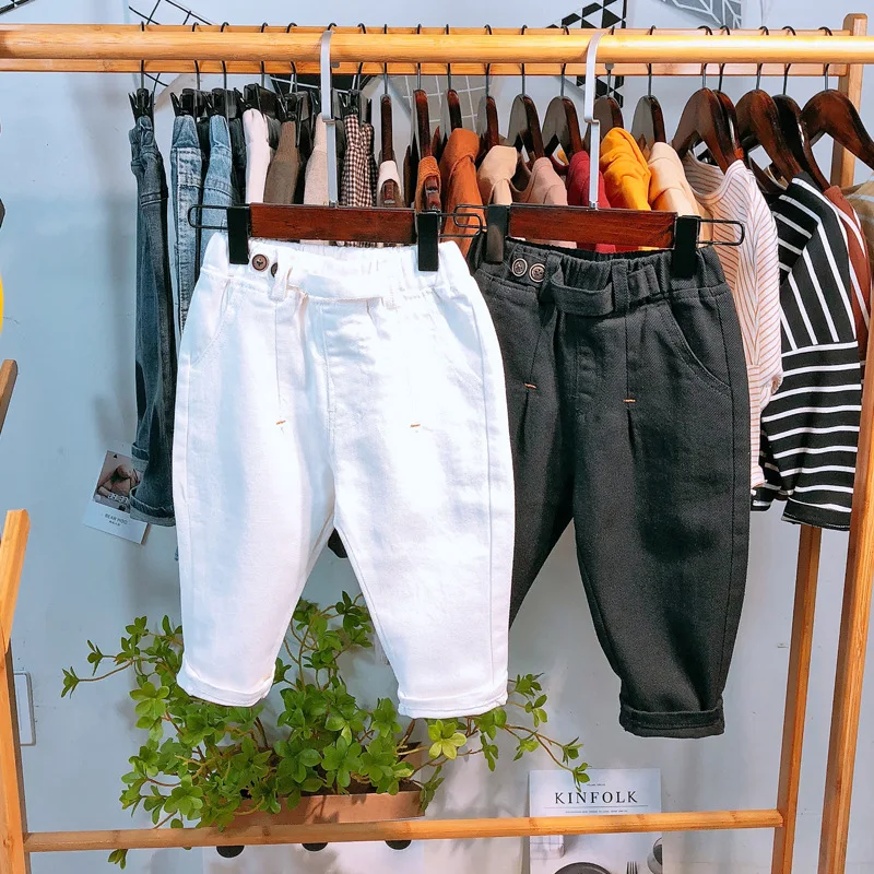 Детские джинсы для мальчиков на весну 2019 повседневные джинсовые брюки черного и