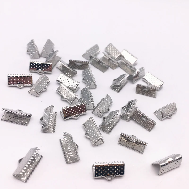 

50pcs 13mm Metal Crimp End Fold Over Clasps Cord End Clips KC gold /dull silver/Bronze/silver/Gun black DIY Jewelry Making