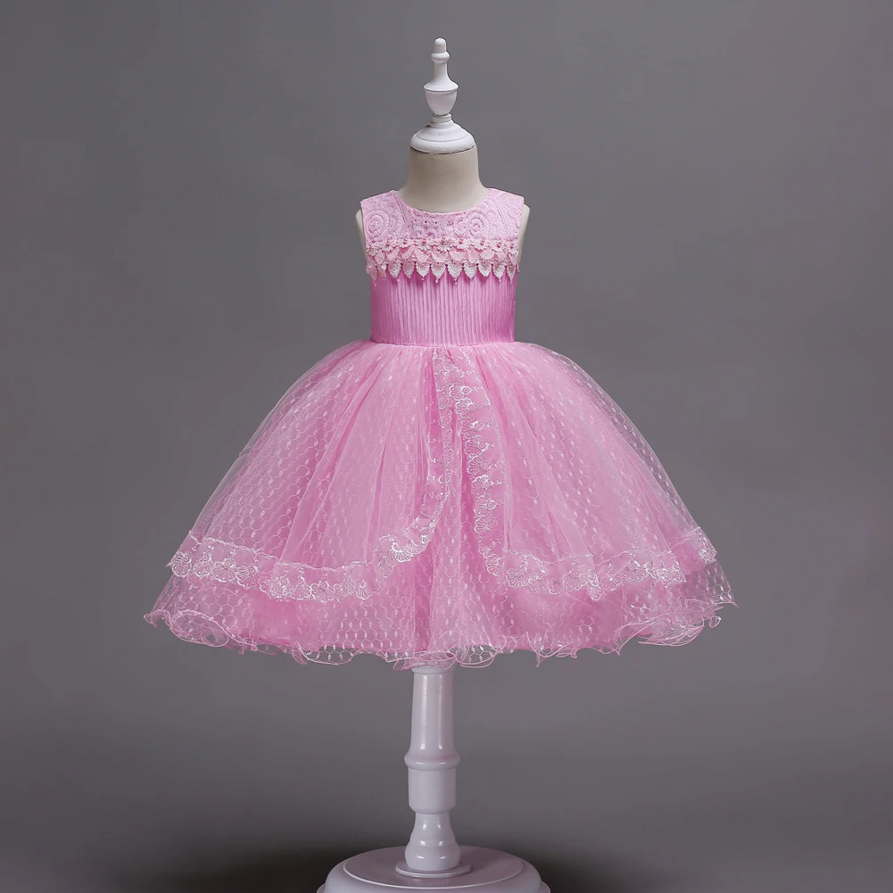 Pink CAILENI/Новинка года; модное кружевное платье принцессы для От 1 до 12 лет; Детские платья для свадебной церемонии, дня рождения; бальное платье - Цвет: Pink