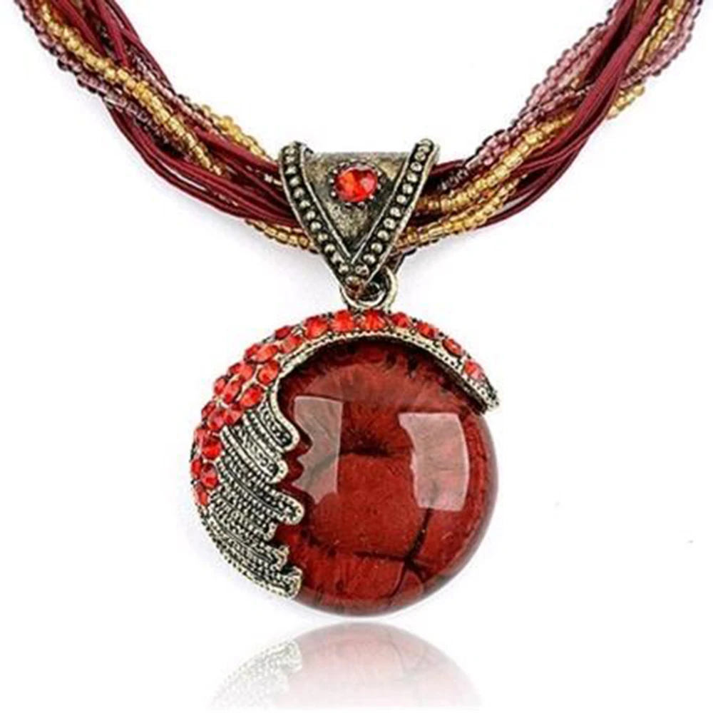 FAMSHIN Для женщин ювелирные изделия драгоценный камень кристалл многослойные бусы