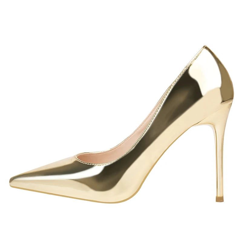 Heel Height 10cm Женские туфли-лодочки на высоком каблуке 10 см из кожи ярко-зеленого цвета женские туфли-лодочки Scarpin деловой пикантный женский блестящие туфли на День святого Валентина - Цвет: Heel Height 10cm