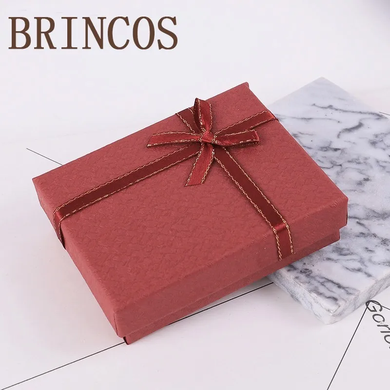 9X7X3cm Высокое качество декоративные кольца бумажные квадратный серьги хранения ожерелье Обручальное разноцветный браслет Подарочная коробка лук - Цвет: 9X7X3cm