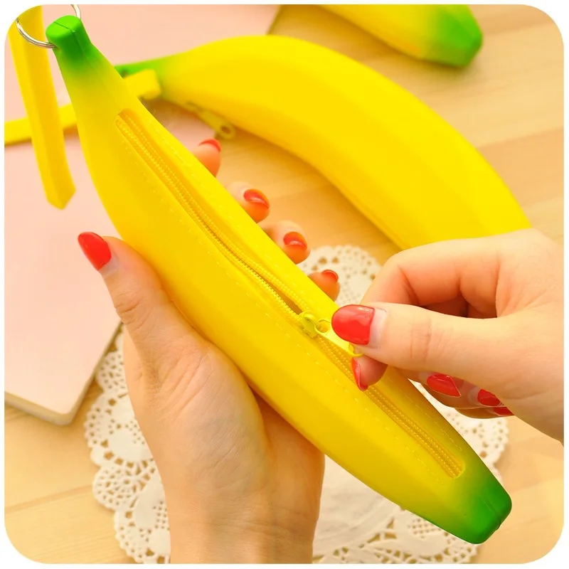 Novely banana силиконовый школьный пенал для карандашей милый фруктовый мешок ручки