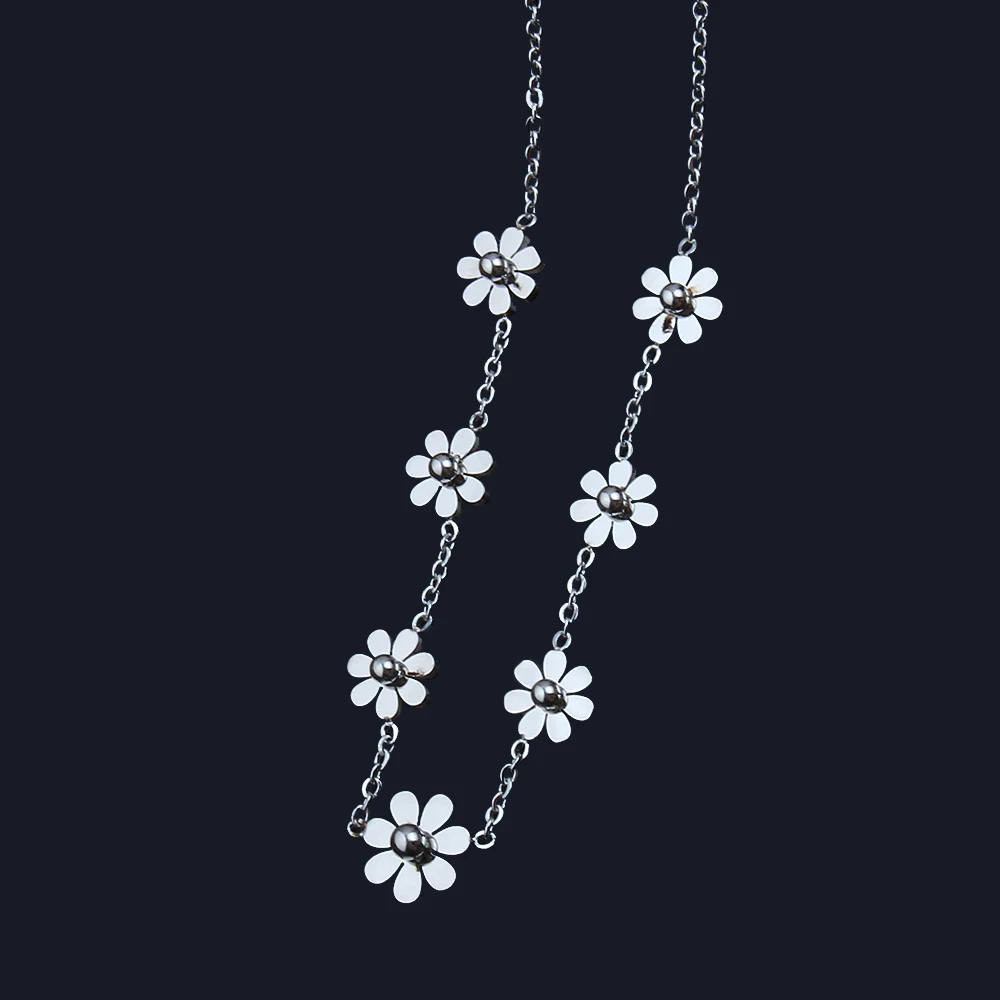 Ожерелье с цепочкой из нержавеющей стали чокер подвеской в виде цветка|Цепочки| |