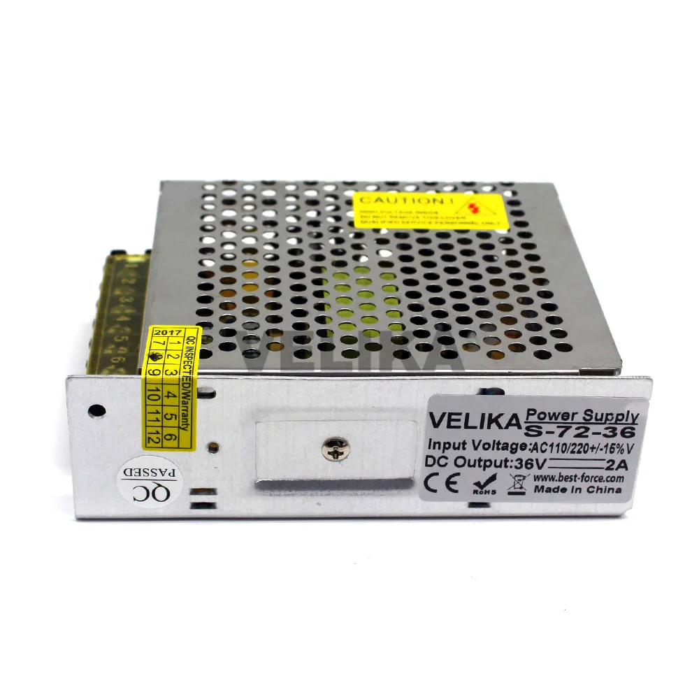 Выключатель с одним выходом адаптер питания DC36V 2A 72W драйвер 110V 220V AC DC 36V SMPS для