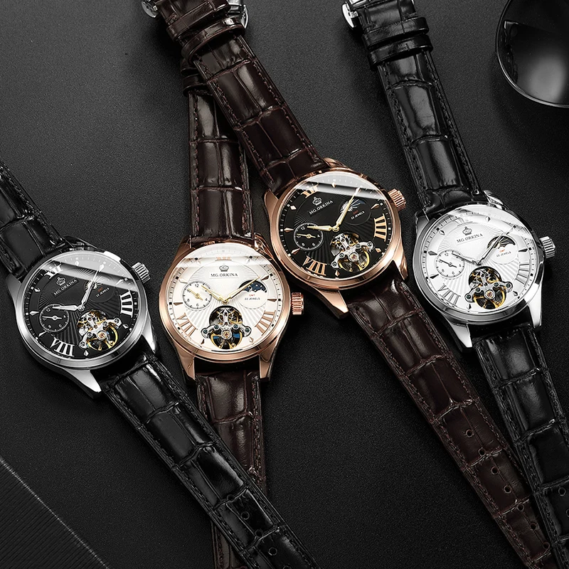 ORKINA качество Tourbillon для мужчин смотреть Автоматическая Чайка дизель часы человек световой водонепроница механические часы стимпанк