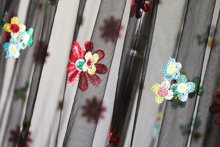 Летняя женская прозрачная сетчатая юбка с цветочной вышивкой | Женская одежда