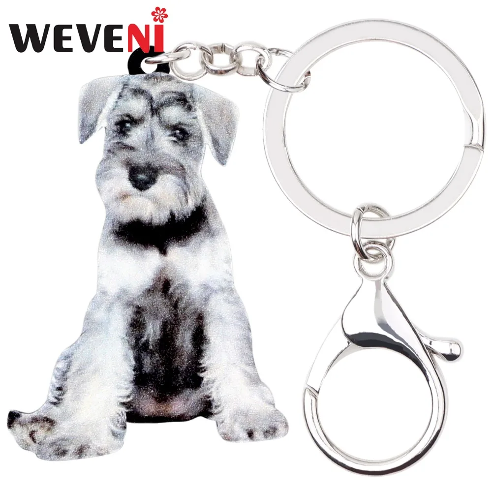 WEVENI акриловый сладкий шнауцер собака брелок для ключей кольцо аниме животное