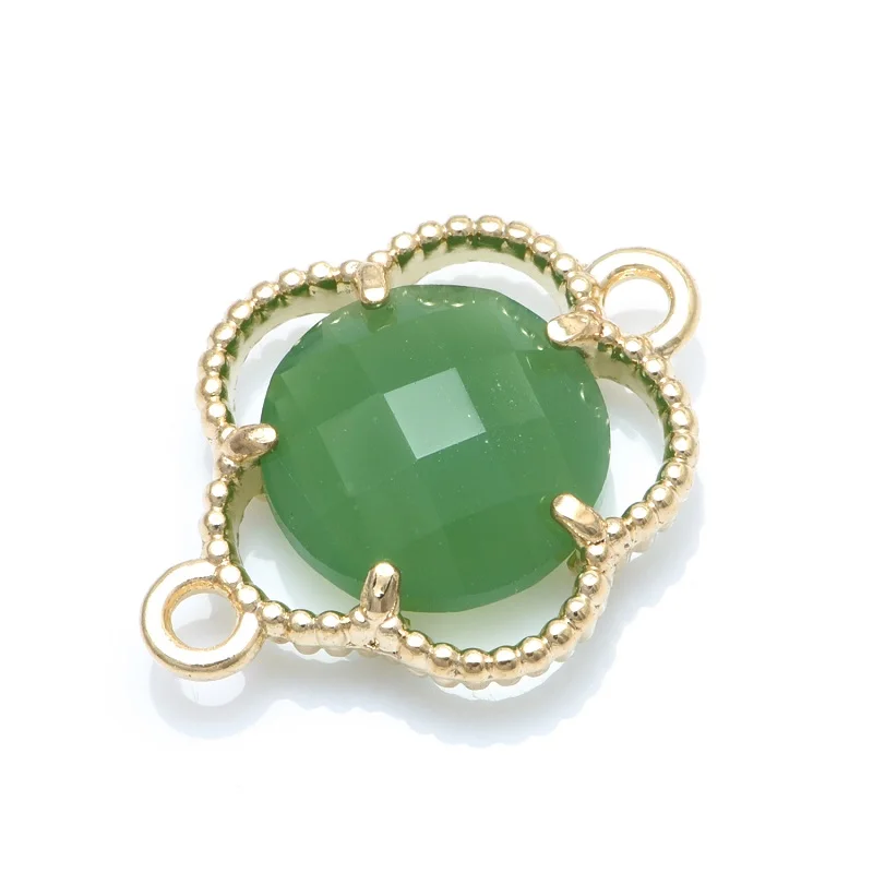 Milky Green 15*12 мм 26 цветов Цветочные соединители DIY серьги браслет ювелирных изделий Изготовление латунный кубический цирконий амулеты аксессуары - Цвет: Milky Green