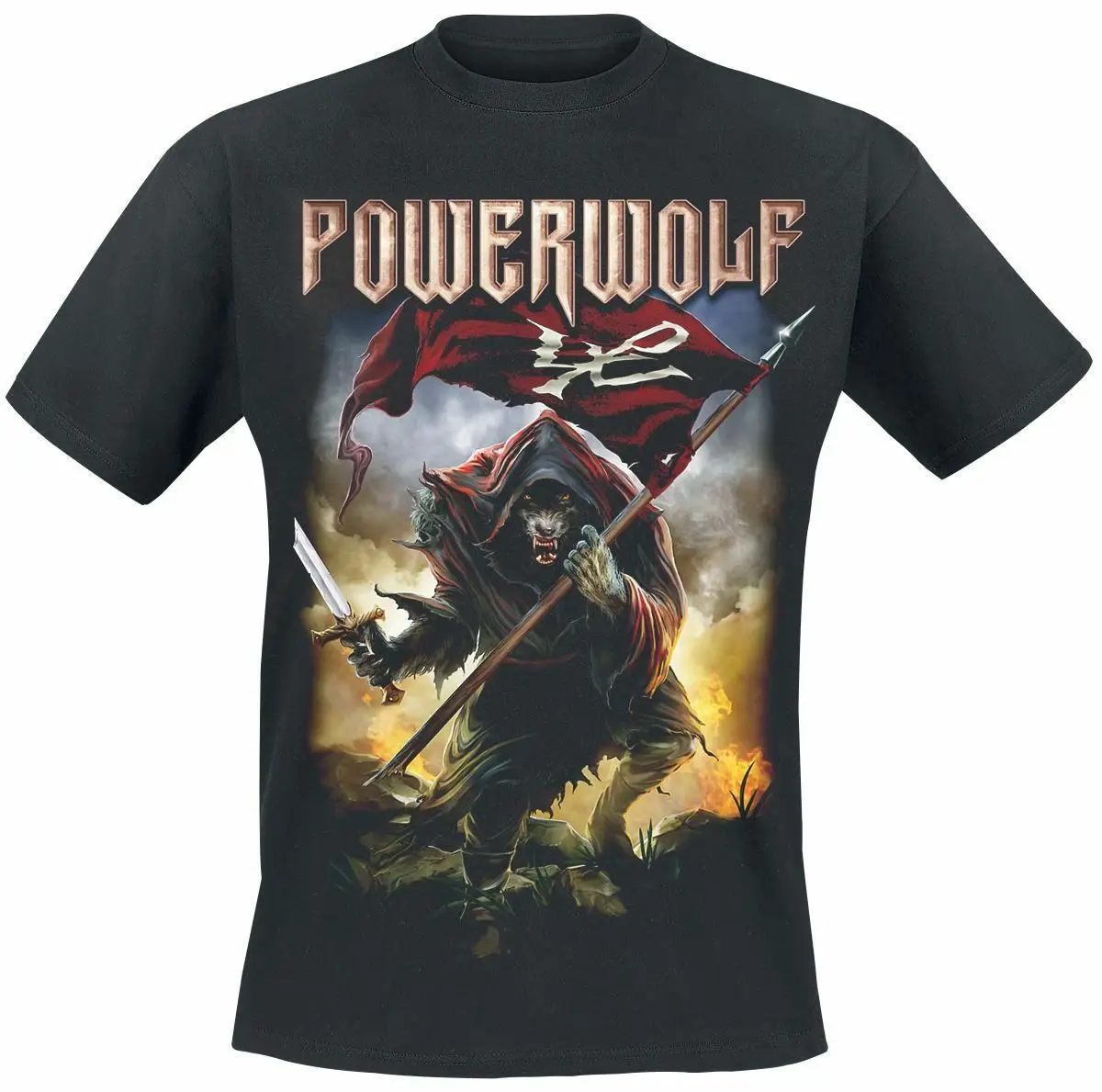 Футболка Powerwolf Wolf Warrior черная летняя футболка с короткими рукавами из хлопка