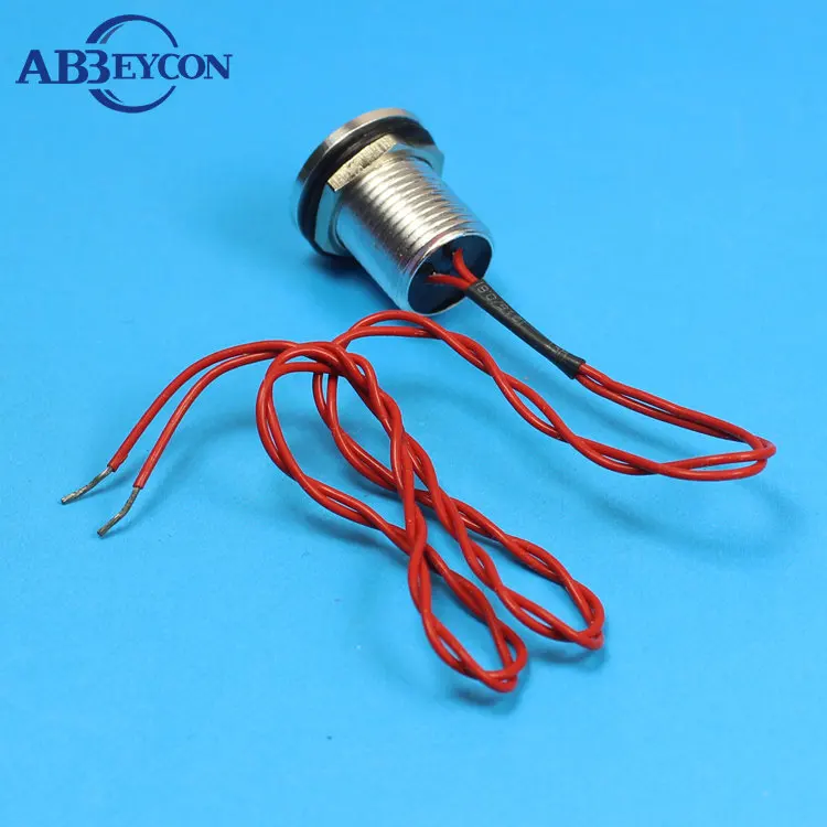 Abbeycon нормально открытый мгновенный 12 В IP68 водонепроницаемый 12 мм плоская головка из нержавеющей серебра Небольшой Пьезо-переключатель сенсорный для запуска с проводом