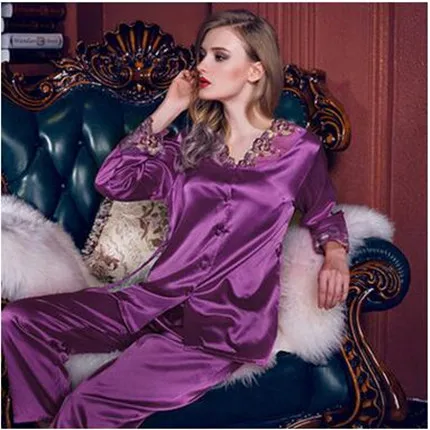 2019 женские шелковые атласные пижамные комплекты повседневная одежда для сна с