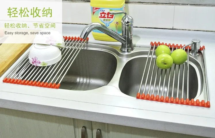 Складная полка для раковины из нержавеющей стали посуды капельного хранения