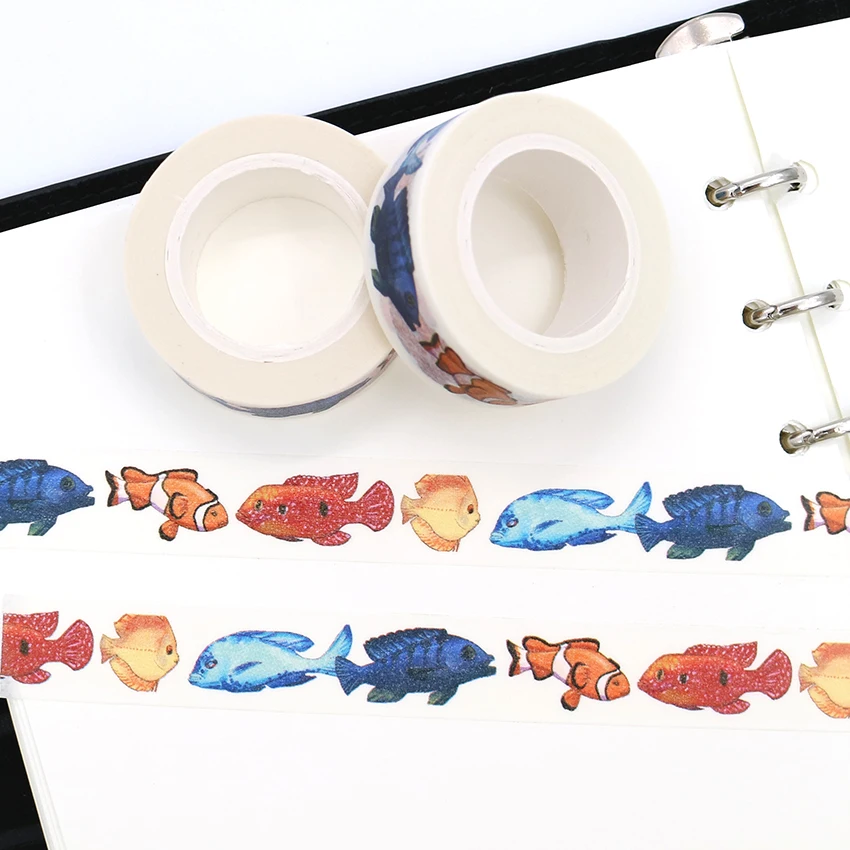 1 шт. креативная Васи лента с морской рыбой Клейкая Бумажная школьные и офисные