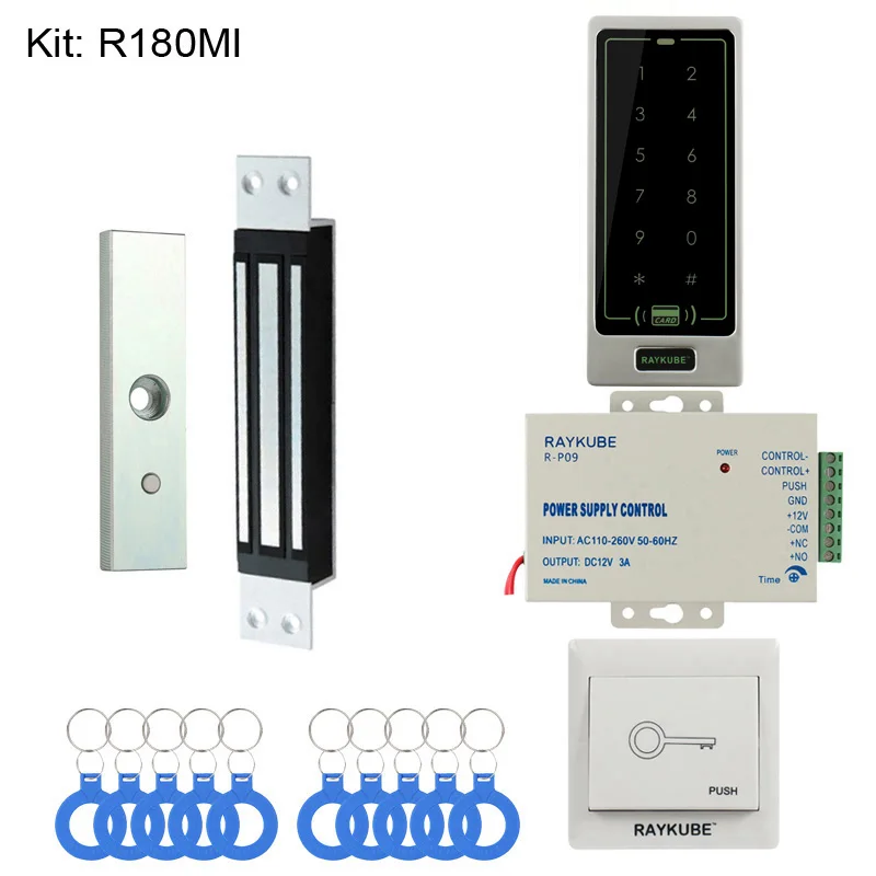 RAYKUBE система контроля доступа с сенсорной клавиатурой RFID считыватель электронный дверной замок полный комплект для домашнего офиса - Цвет: 180MI