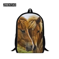 zrentao 3d horse printing children backpack school bags for primary school students teenagers mochilas men travelling bags
