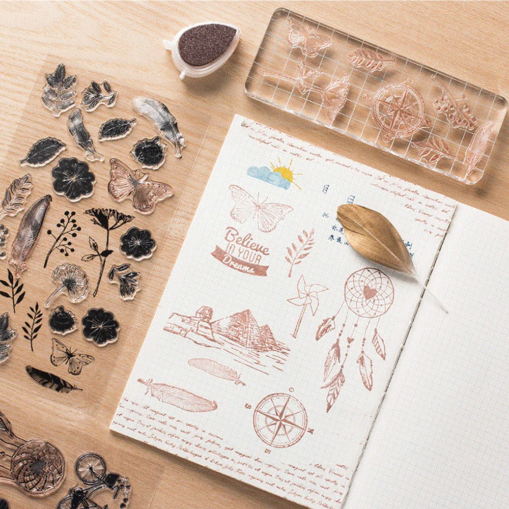 2 лист прозрачной силиконовой чернильные печати Inkpad штампа аксессуары для DIY