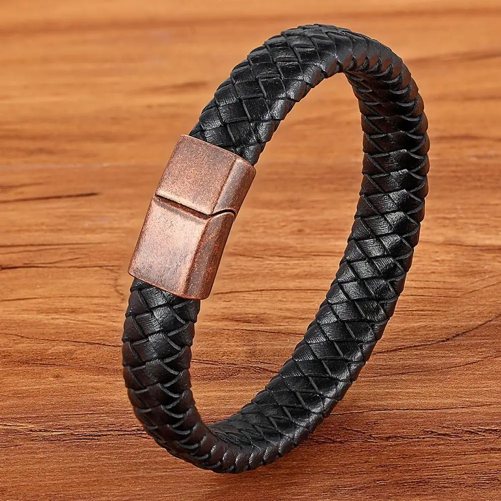 Black with Rose gold XQNI дизайн 8 цветов на выбор! Винтажные браслеты из натуральной кожи с пуговицами для мужчин и женщин, аксессуары, ювелирные изделия, классический подарок - Окраска металла: Black with Rose gold
