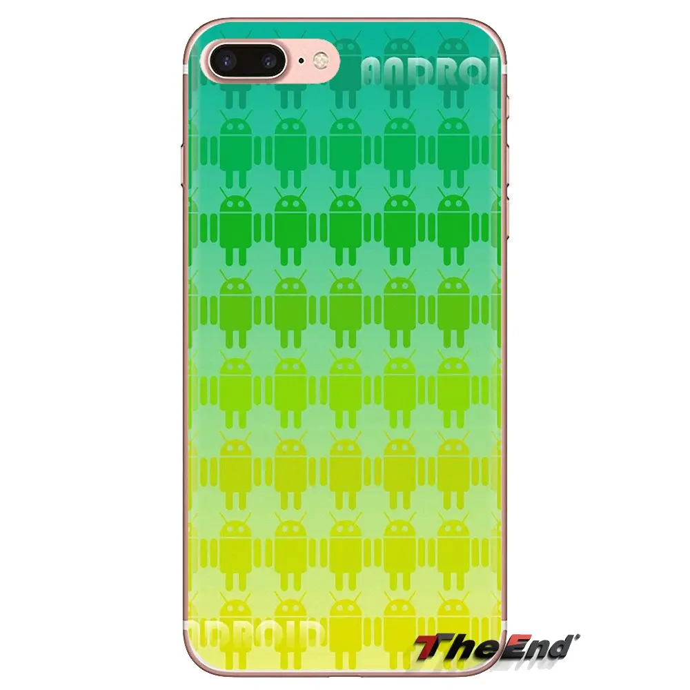Soft Transparent Shell Covers For Samsung Galaxy A3 A5 A7 A9 A8 Star A6 Plus 2018 2015 2016 2017 Green Android Robot Logo |